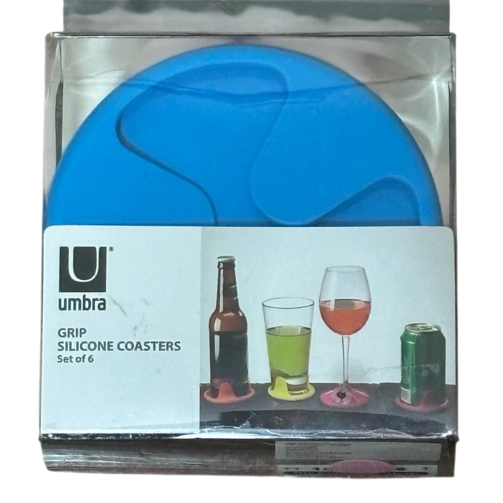 NEW Umbra Set of Six multicolored Silicone Grip Coasters.